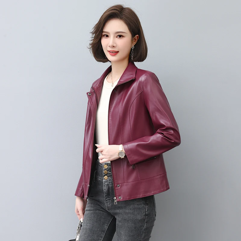 เสื้อโค้ทหนังแท้ Haining สำหรับผู้หญิง รุ่น ort Sle 2025 ฤดูใบไม้ผลิ/ฤดูใบไม้ร่วง หนังวัวแท้ ไซส์ใหญ่ เสื้อคลุมกันหนาว