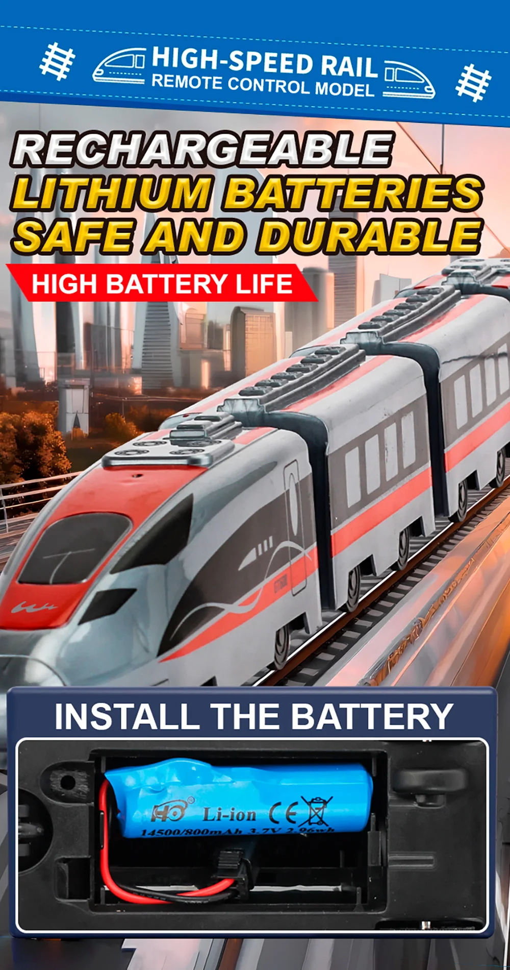 9IMOD قطار سيارة RC عالي السرعة 2.4 جيجا هرتز نموذج سبيكة للتحكم عن بعد مع صوت مقلد وضوء مفكك بحرية