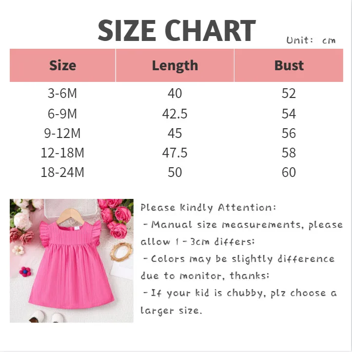 Dress for Baby Girl 3-24 Months Rose Ruffled Sleeve Princess Dress Pastoral Leisure Style Clothing Toddler Wedding Party Wear