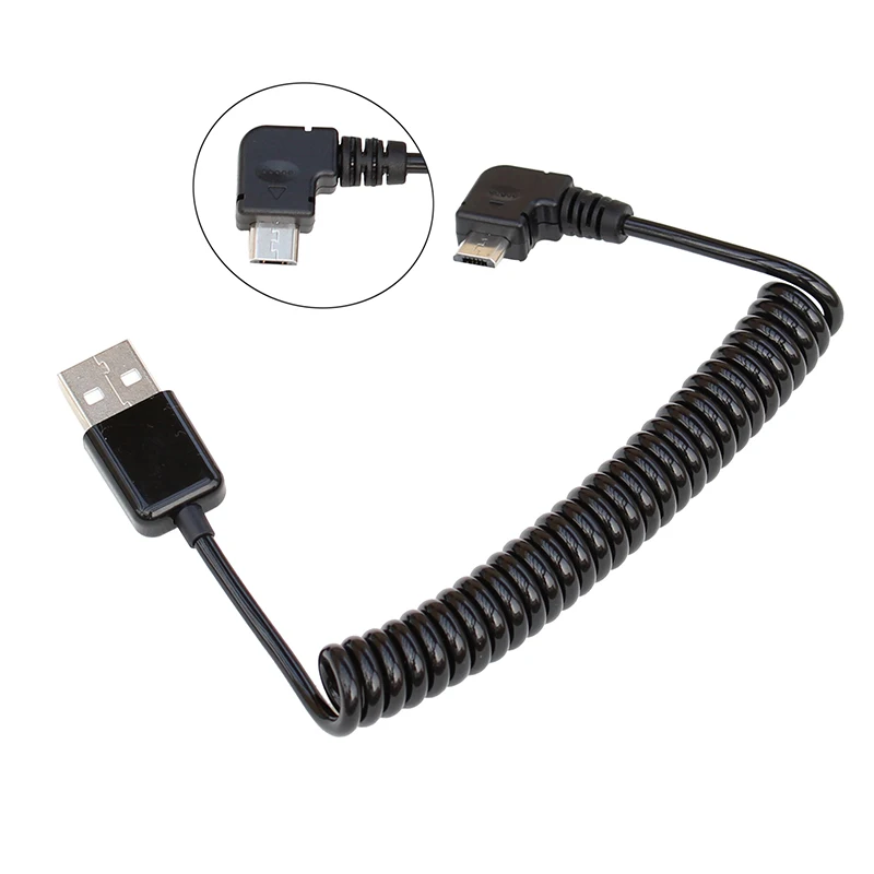 25cm Spring Coiled USB 2.0 Male to Micro USB Data Sync Charger Cable