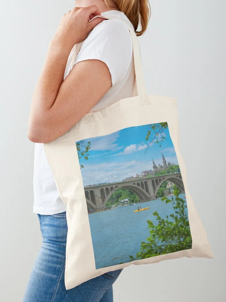 Georgetown Waterfront Tote Bag Women's shopper eco bag folding reusable grocery bags Canvas Tote Bag