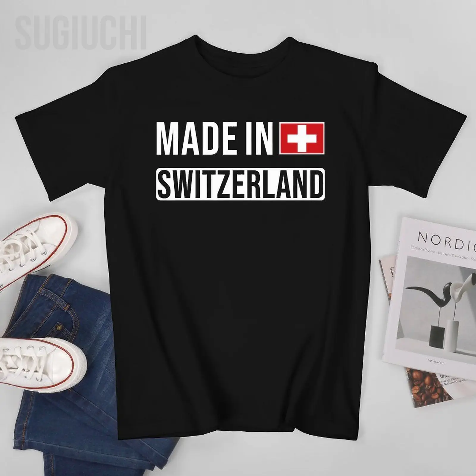 Men Made In Switzerland Swiss Tshirt Tees O-neck T Shirts Women Boys 100% Cotton T-Shirt