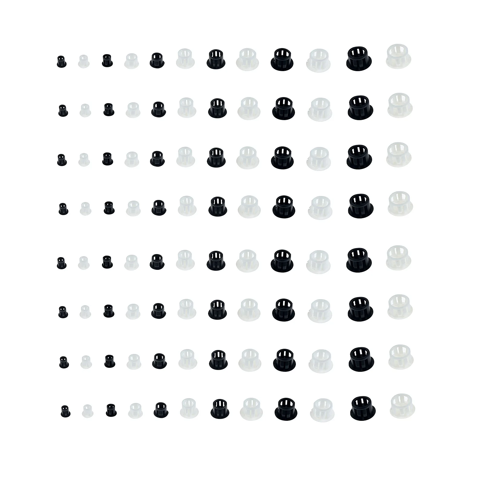 50pcs/set Hole Plugs Black/White 5/6/8/10/12/13/14mm Nylon Snap-on Dust Cover Tube Flat Cap Plugging Pipe Furniture Screw Hole