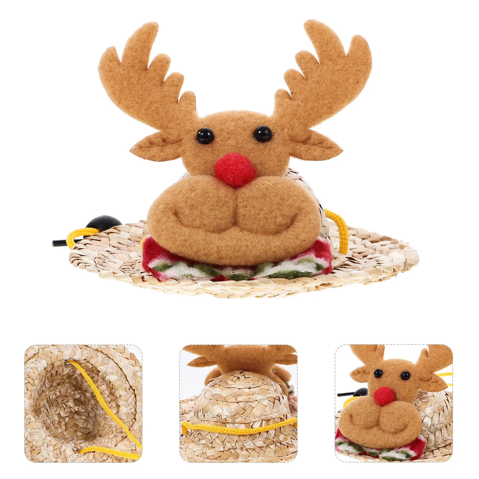 

Small Hamster Cartoon Christmas Hat Elk Theme Adjustable Small Animal Festive Xmas Cap Mini Pet Hat Pet Accessories