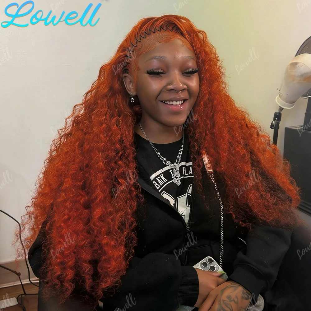 

200 Плотность Рыжие Глубокие Волны Человеческие Волосы 13x4 13x6 HD Парик Фронта Шнурка 30 Дюймов Бразильский Цветной Предварительно Сорванные Вьющиеся Парики Человеческих Волос