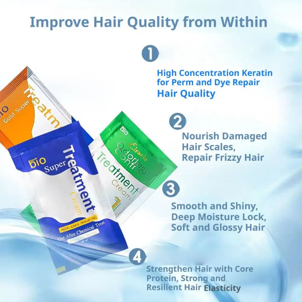 Bio Hair Mask 30ML Portable Sachets Intensive Smoothing & Repair Treatment For All Hair Types