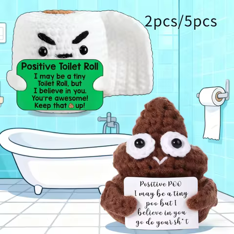 2/5 pieces of funny poop tissue wool crochet decorations, creative handmade woven finished decorative ornaments