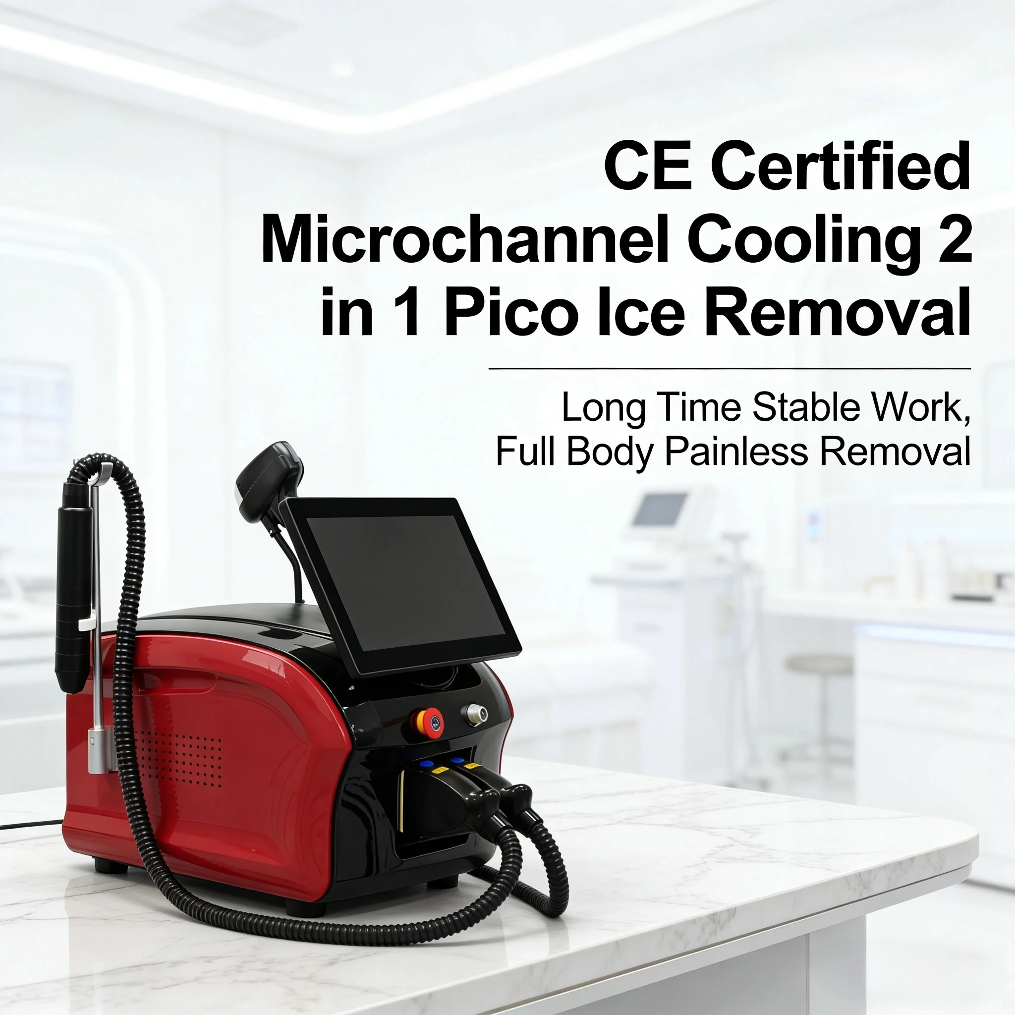 

CE Certified Desktop 2in1 Pico Hair Removal Microchannel Cooling Continuous Flash Ice Painless Full Body Salon Machine
