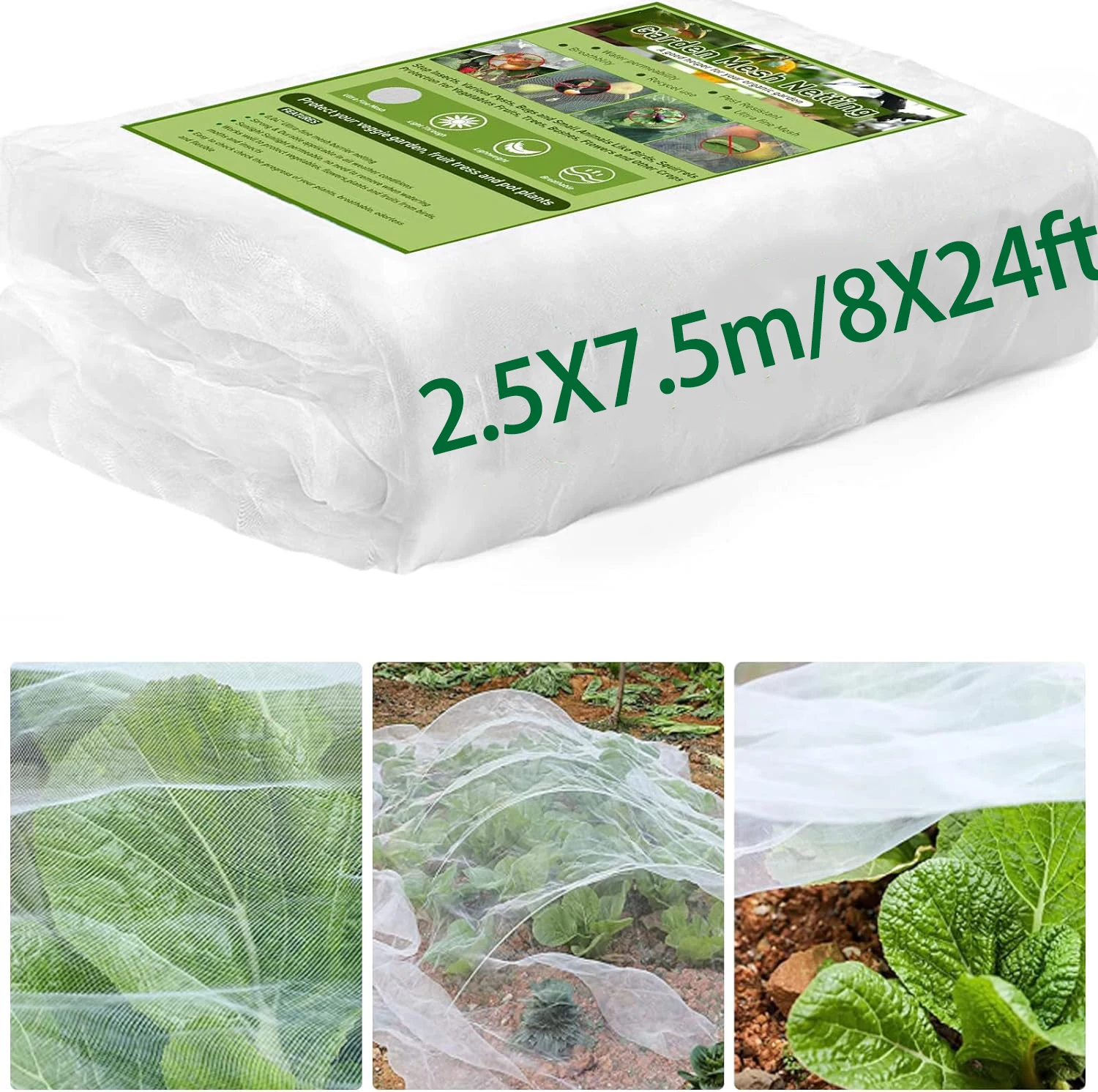 1 Pcs 2.5*7.5m Insect Net For Garden Protect Mesh Net Suitable For Garden Vegetable Plants Fruit Trees, Bird Pest Plant Cover