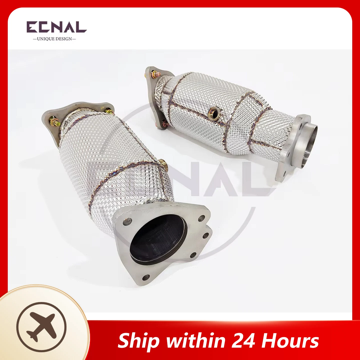 

Ecnal Exhaust Downpipe for Corvette C8 6.2L V8 2020+ High Quality SS304 Exhaust Pipe with Heat Shield Sport Exhaust Pipe