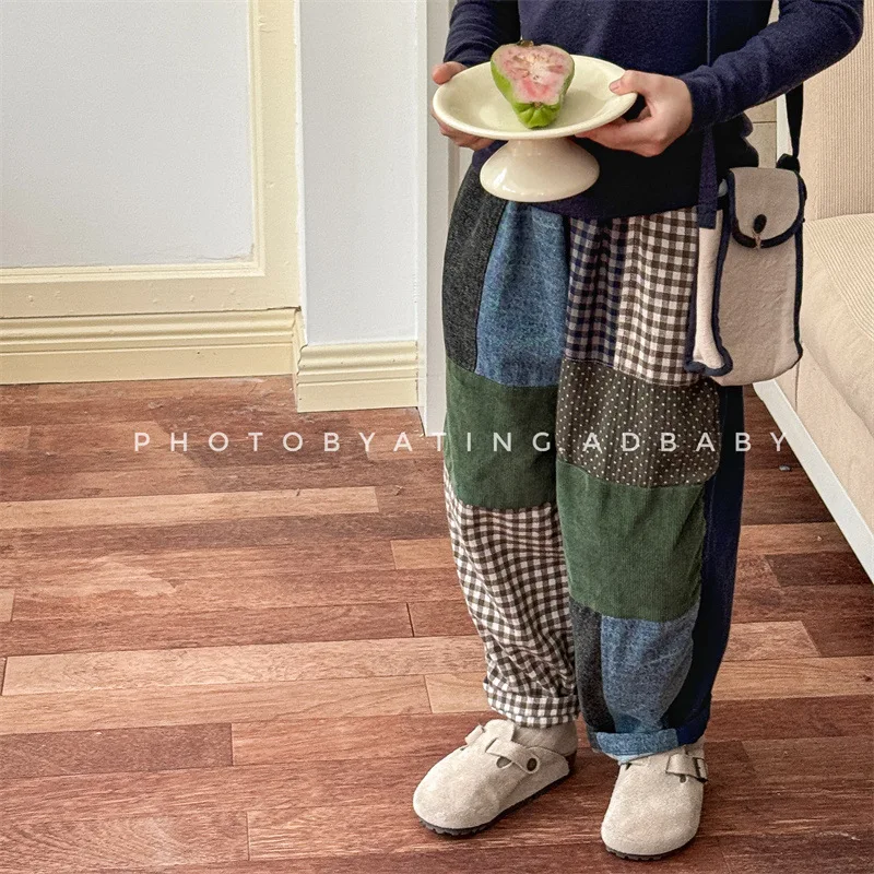 Children Clothes 2024 Autumn Korean Style Harun Pants Girls and Boys Fashionable Color Patchwork Fashionable Kids Casual Pants