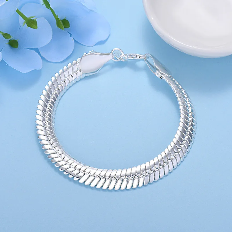 

New in 925 Sterling Silver Snake Chain 10mm Bracelet For Women Men Luxury Designer Jewelry With GaaBou