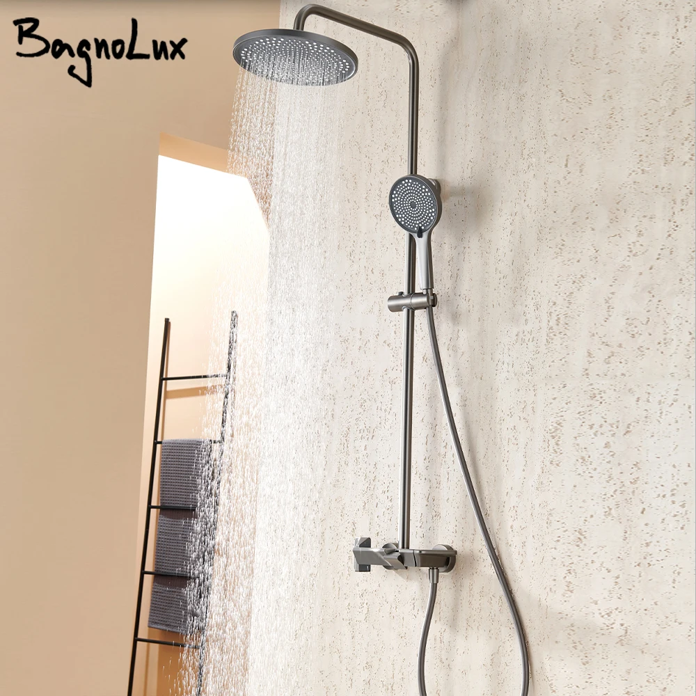 

BAGNOLUX душевой смеситель с душевой лейкой, Душевая система с дождем для ванной, настенная душевая лейка, Набор смесителей, металлический/хромированный/белый