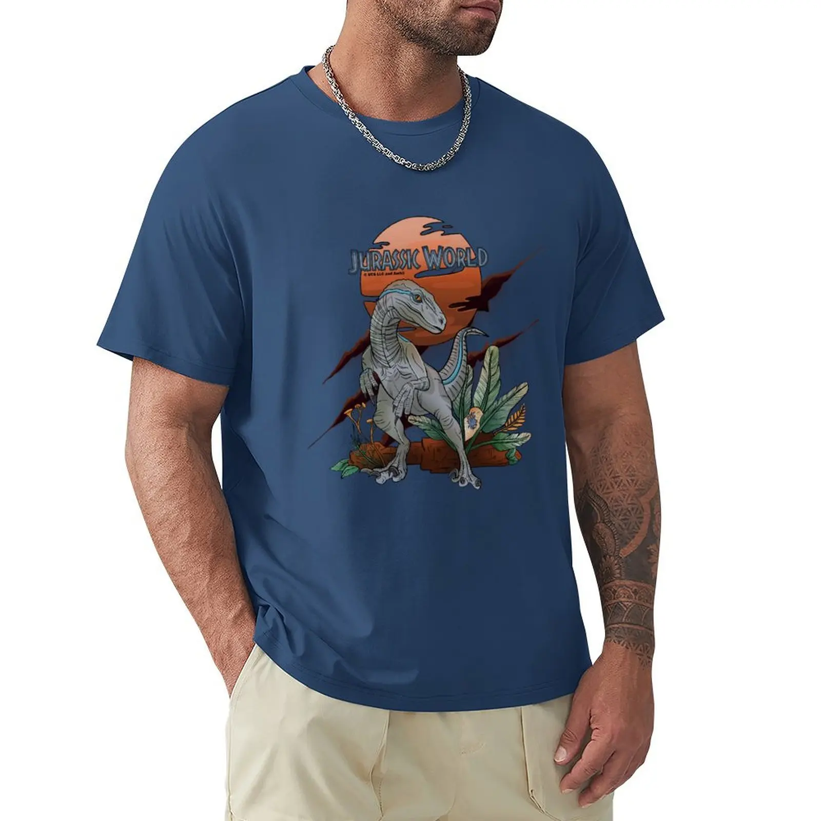 Blue - Velociraptor - Jurassic World T-Shirt shirts graphic tees oversizeds plain men clothes