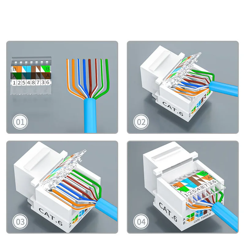 Cat6 RJ45 Tool-Less Keystone Ethernet Module Female Jack Clip UTP Network Punch Down Connector Wall Adapter   Coupler socket