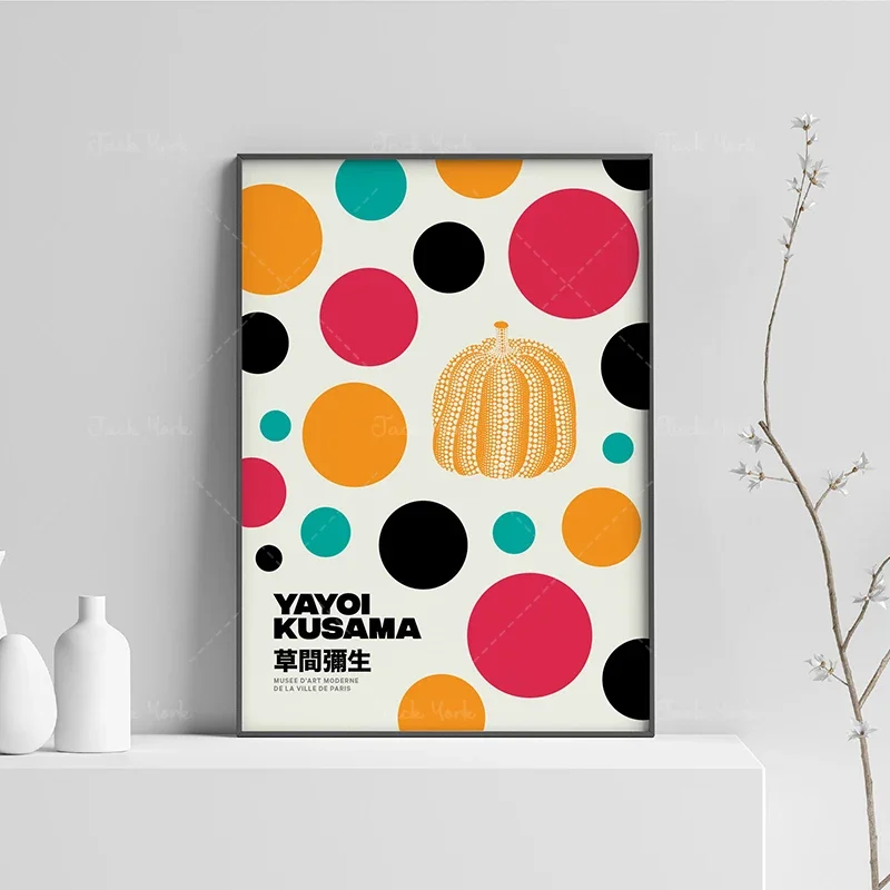 Yayoi Kusama Art Print DELA VILLE DE PAIRS Wall Art Picture  Japanese Canvas Painting For Living Room Home Decor