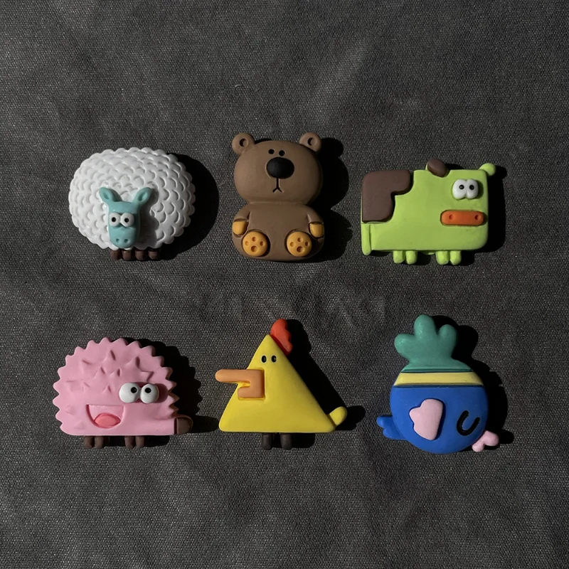 6pcs Kawaii Animals Sheep Hedgehog Resin Charms Flatback Scrapbooking Tool and Accessories Craft Supplies