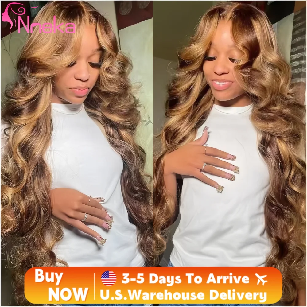 

Highlight Wig Human Hair Body Wave Human Hair Wigs 13x4 13x6 Hd Lace Frontal Wig 4/27 Honey Blonde Ombre Colored Wigs For Women