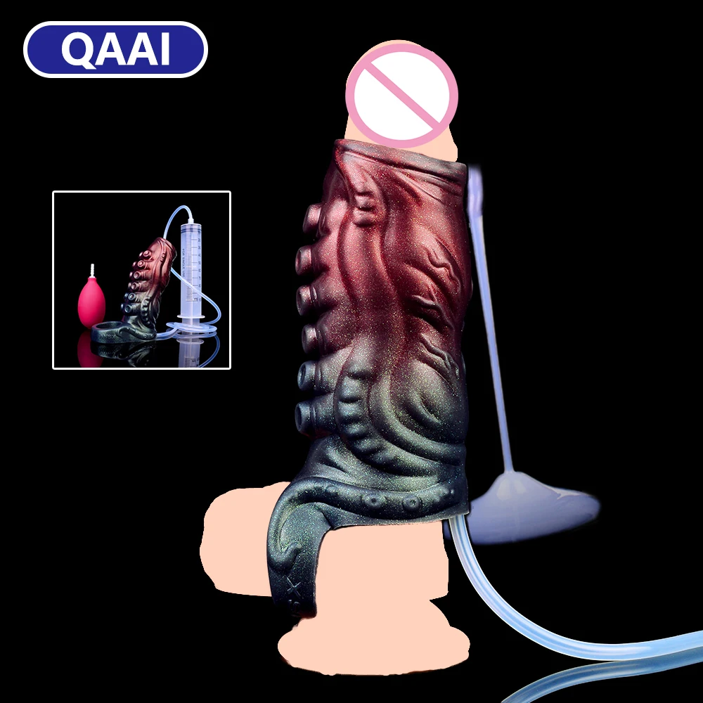 QAAI Octopus Cock Ring With Squirt Function Male Masturbation Sex Toys Penis Enlargement Holster Delay Ejaculation Penis Sleeve