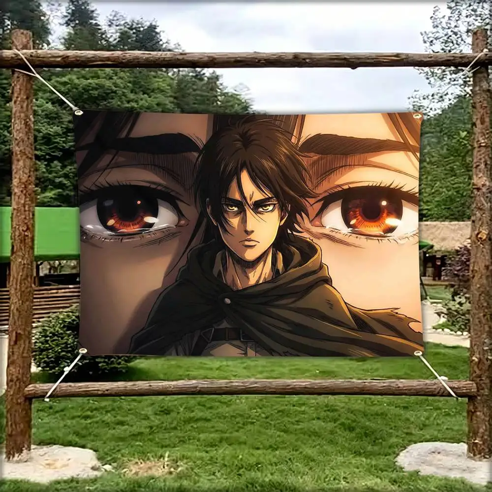 Mikasa Ackerman Anime Attack on Titan Flag Tapestry Banner for Bedroom Living Room Outdoor Camping