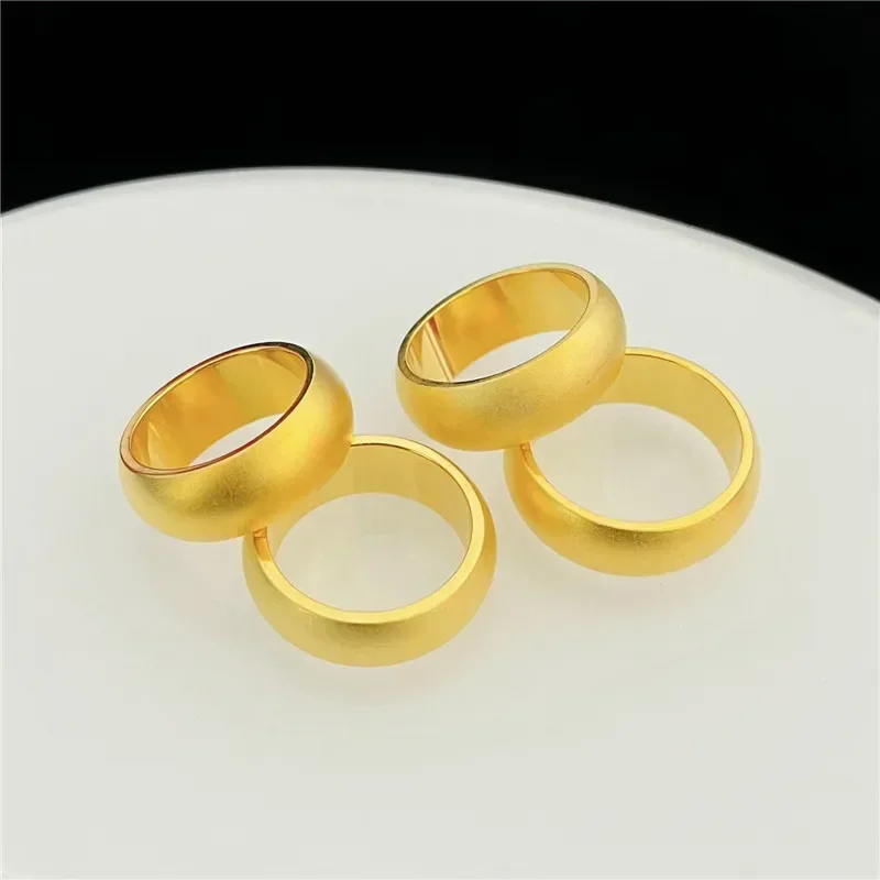 NovaGlod 9999 24K real gold jewelry face matte closed mouth inheritance ring semicolon closed mouth strip ring men and women wid view 4
