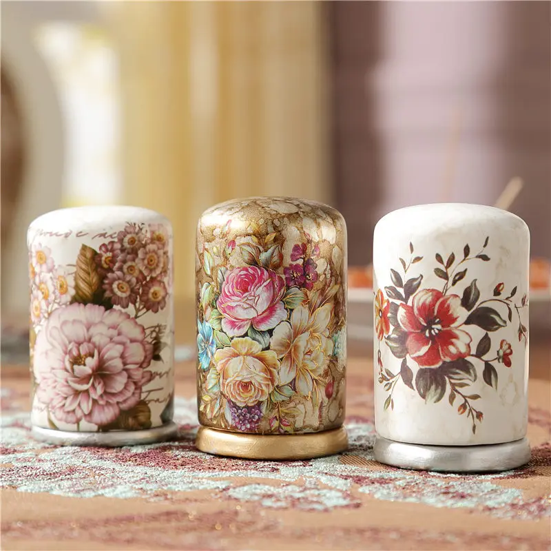 European toothpick box, high-end ceramic creative toothpick holder, home living room dining table ornament toothpick cylinder
