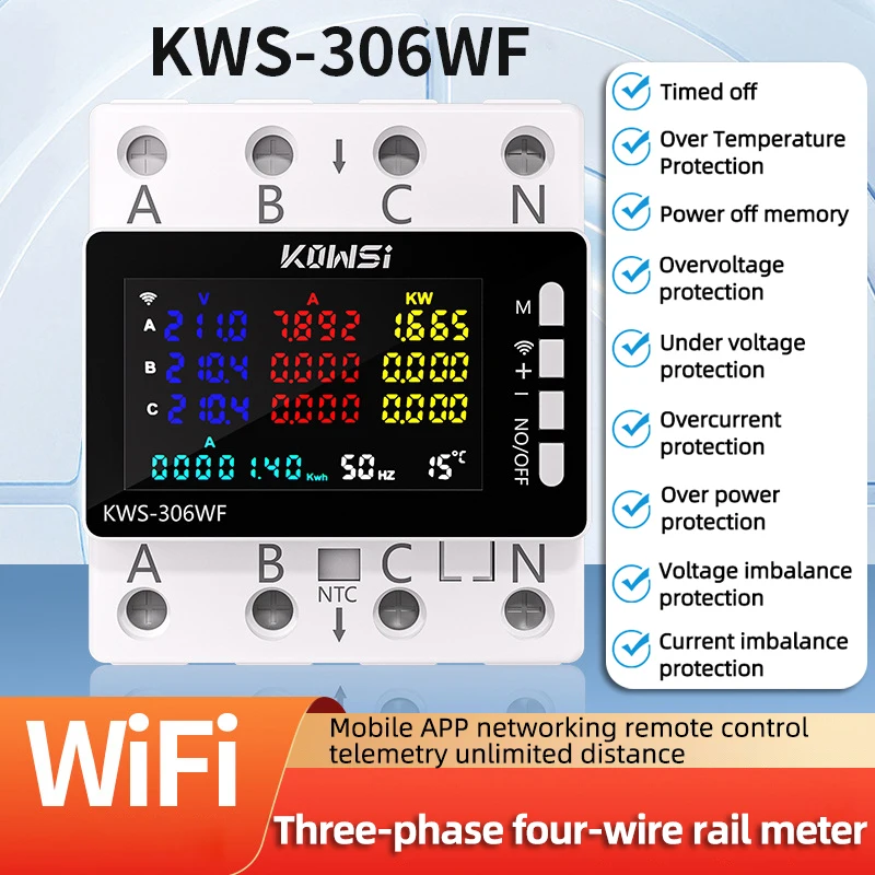 

Three-phase Four Wire Guide Rail Energy Meter Power Meter AC Digital Watt-Hour Meters Electricity Smart Life