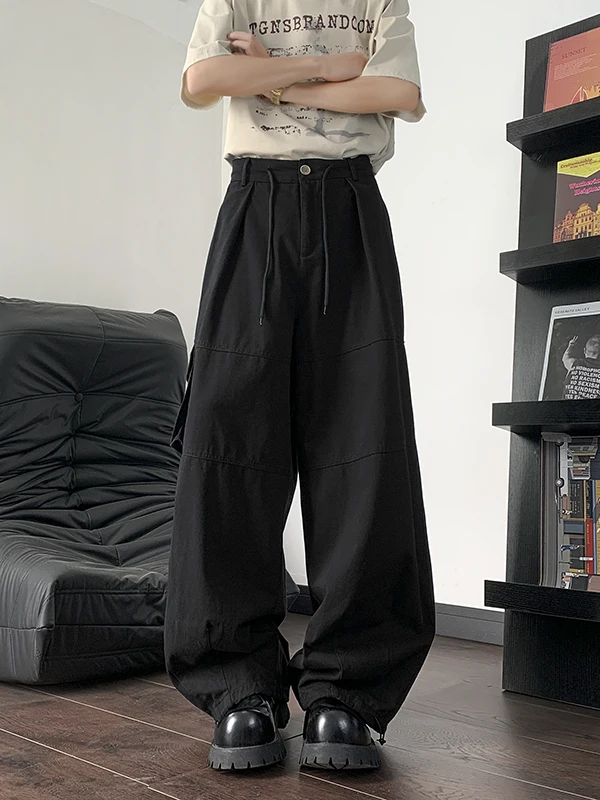 

Американские ретро-брюки для работы, мужские свободные джинсы прямого кроя, летние универсальные брюки с эластичным поясом, длина в пол