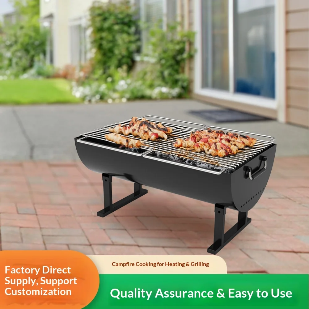Portable Multi-functional Foldable Steel Modern Charcoal Grill for Outdoor Camping Barbecue & Backyard Use