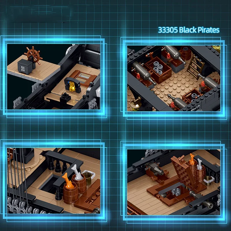 3839 قطعة سفينة القراصنة اللؤلؤة السوداء اللبنات العاصفة شبح نموذج باخرة الجمعية ألعاب الطوب سطح المكتب الديكور هدايا عيد الاطفال