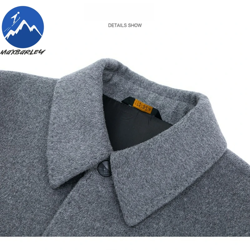Maxbarley Double-sided Wool Coat Men Winter 2025 High Fashion Short Windproof Jacket Business Casual Woolen Blended Overcoat Man