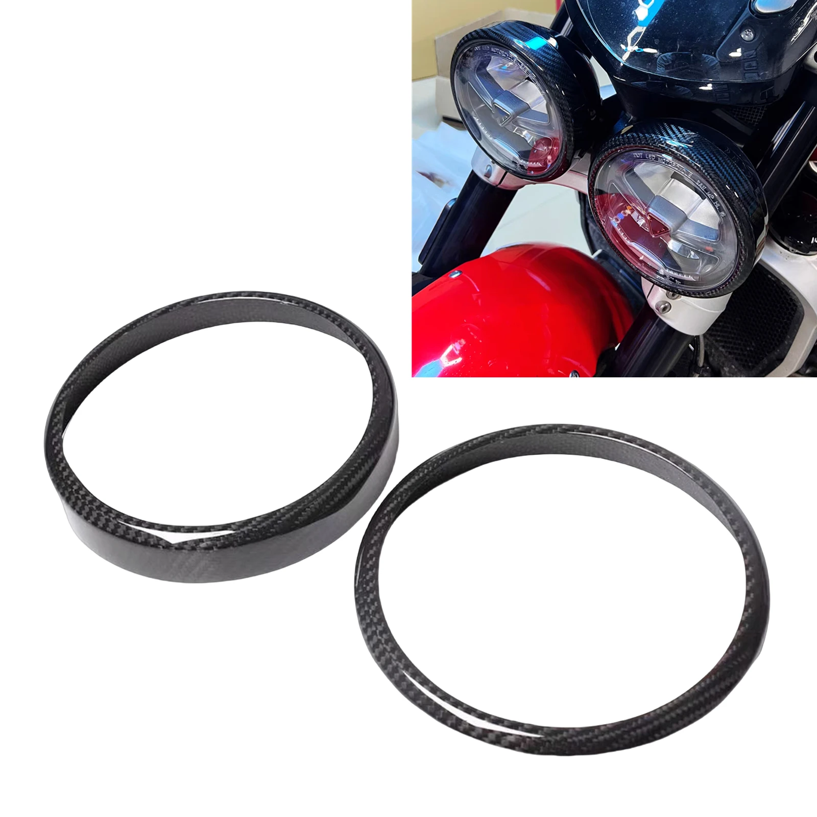 

Motorcycle Carbon Fiber Headlight Trim Ring Front Light Lamp Headlamp Frame Cover Bracket For Triumph Rocket 3 3R 3GT 2020-2022