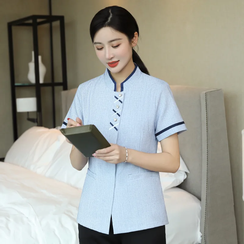 

Униформа для уборщиков, летний комплект с коротким рукавом для женщин, униформа для уборки в больницах и отелях, короткий рукав