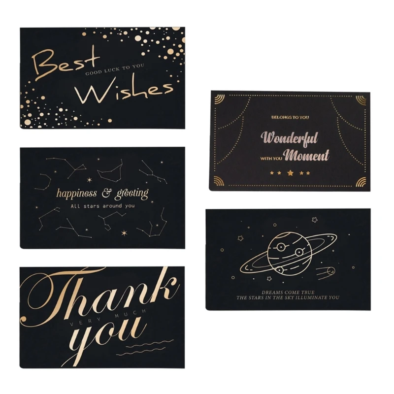 

10 Pieces Thank You Cards Emboss Gold Foil Greeting Cards for Anniversary Bridal HXBE