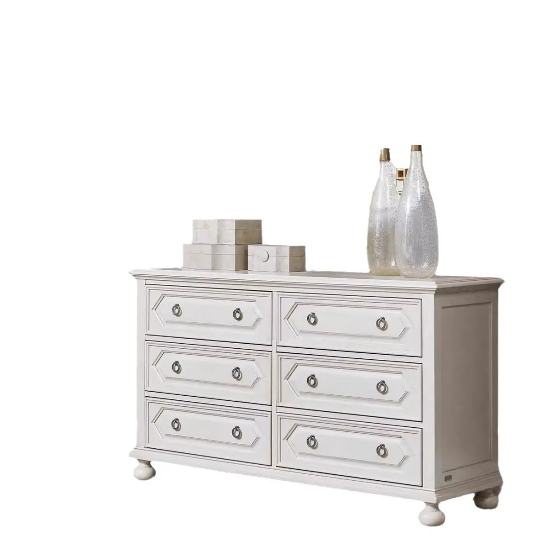 Meuble TV moderne et simple en bois massif d'amérique du nord, meuble TV en chêne à six coffres, vente directe d'usine, meuble de rangement pour salle à manger