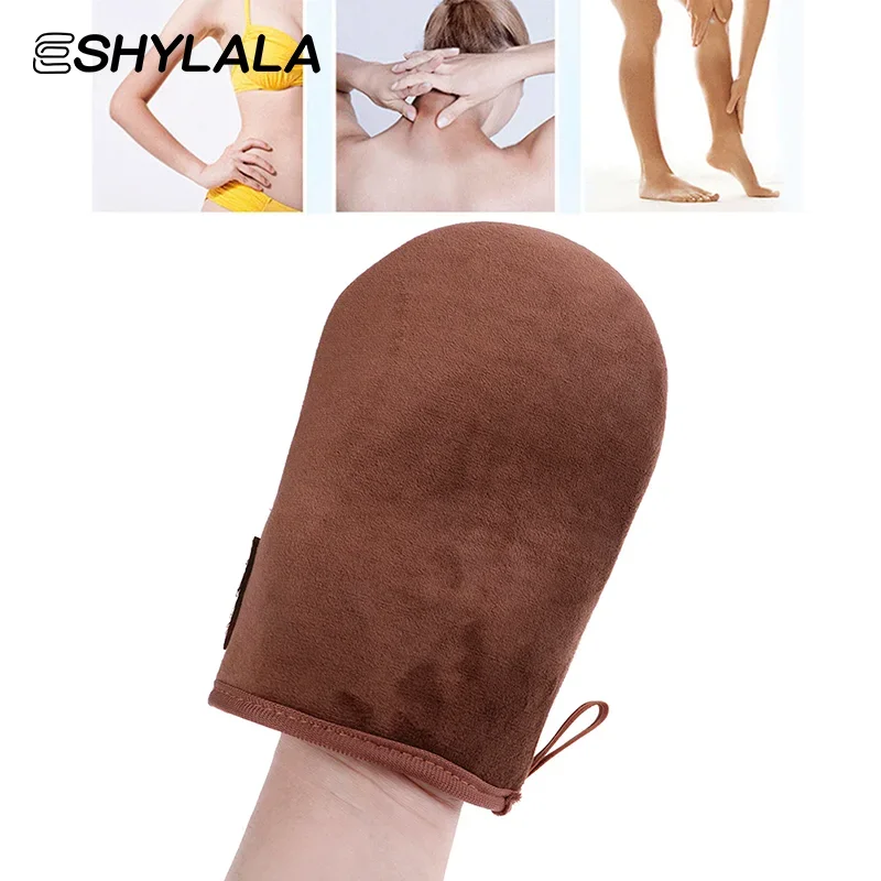 Brown Reusable Applicator Tanning Gloves Cream Lotion Mousse Body Cleaning Glove