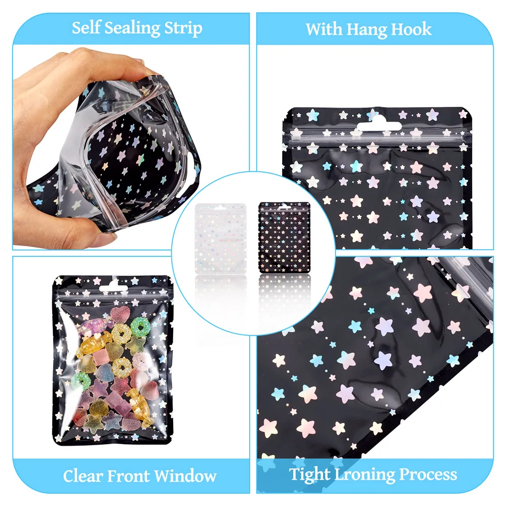 Plastic Reclosable Zip Lock Gift Bags Top Self Seal Pouches Laser/Yin-yang Multi-style Gift Storage Bags DIY Jewelry Packaging