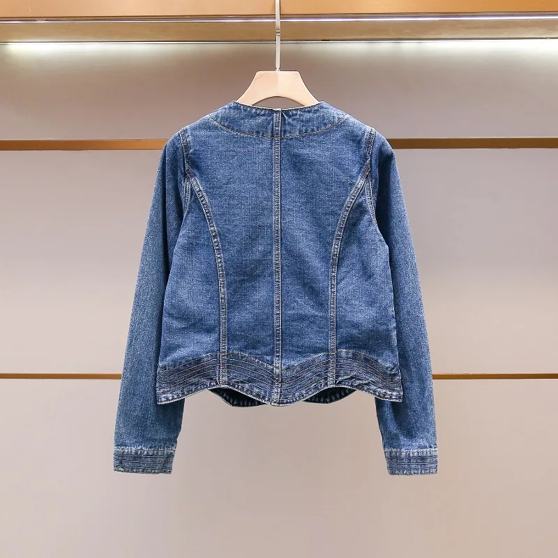 High-end Women's Clothing Spring New Foreign Style Fashion Design Sense Buckle Denim Short Jacket 2026 Top Temperament Commuting