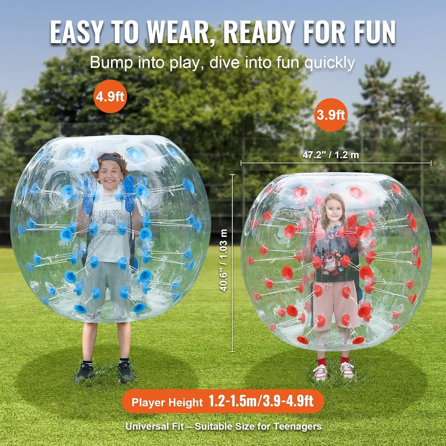 

(Safe & Fun Bumper Football Experience)​ Premium Inflatable Bumper Balls - Outdoor Soccer Zorb Balls for Adults & Kids