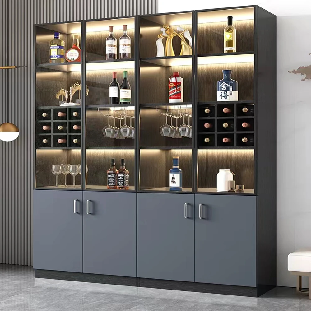 Custom Made Whiskey Luxury Modern Wall Mounted Glass Living Room Corner Wine Cabinets