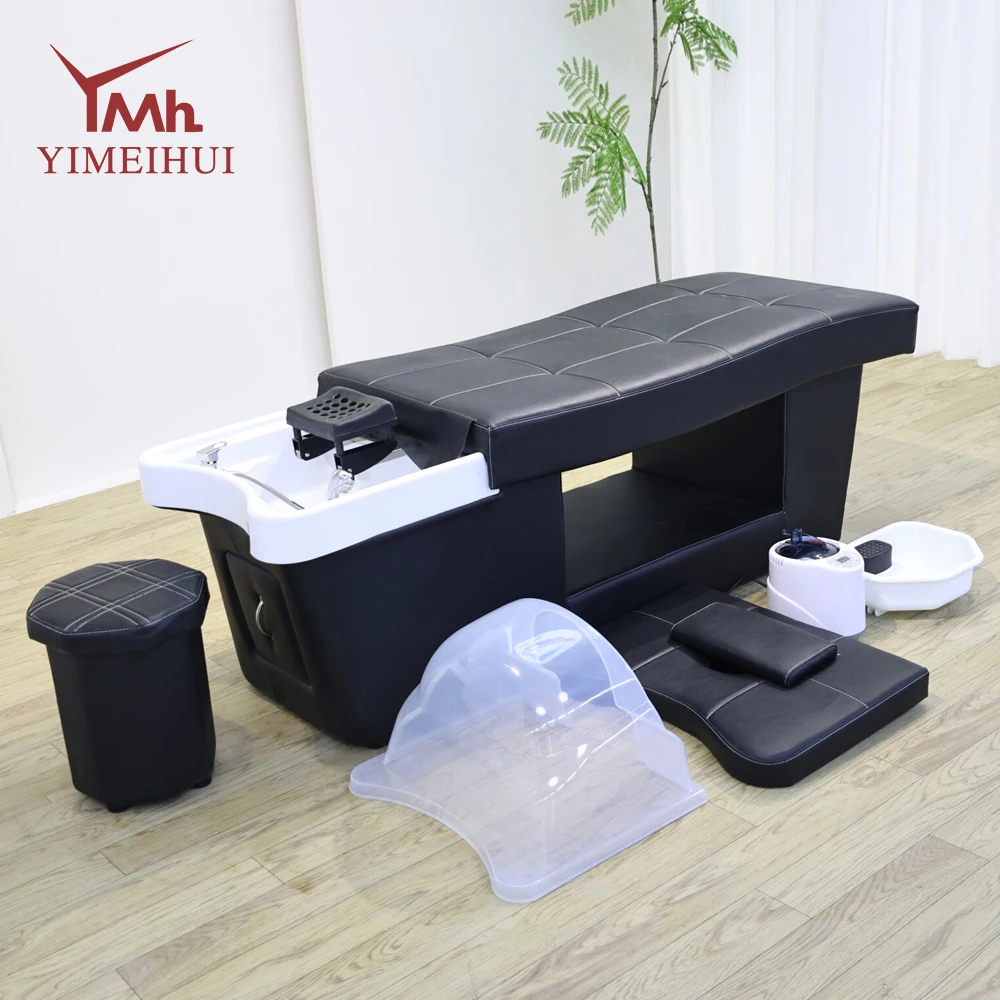 

Thai Style Therapy Bed with Wooden Board Leather Outer Surface Water Circulation Fumigation Water Heater Hair Washing Bed