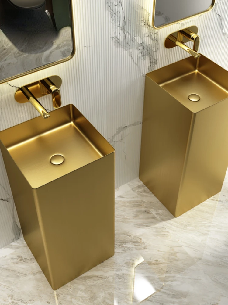 Golden Bar Wash Basin Hotel Integrated Floor-Standing Pedestal Basin Face Washing Inter-Platform Basin