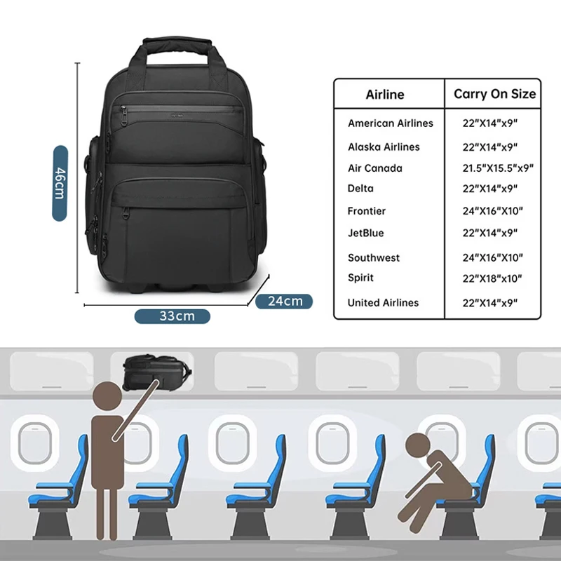 Imagem -06 - Bolsa de Bagagem de Rolamento para Homens Trolley Bolsa com Rodas Bagagem de Mão Malas de Viagem