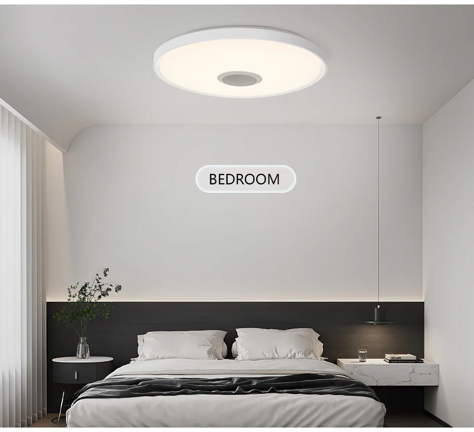 Intelligente RGB LED-Deckenleuchte mit Bluetooth-Lautsprecher Tuya APP Fernbedienung Dimmbare Moderne Musikleuchte für Wohnzimmer Schlafzimmer – Detail 18