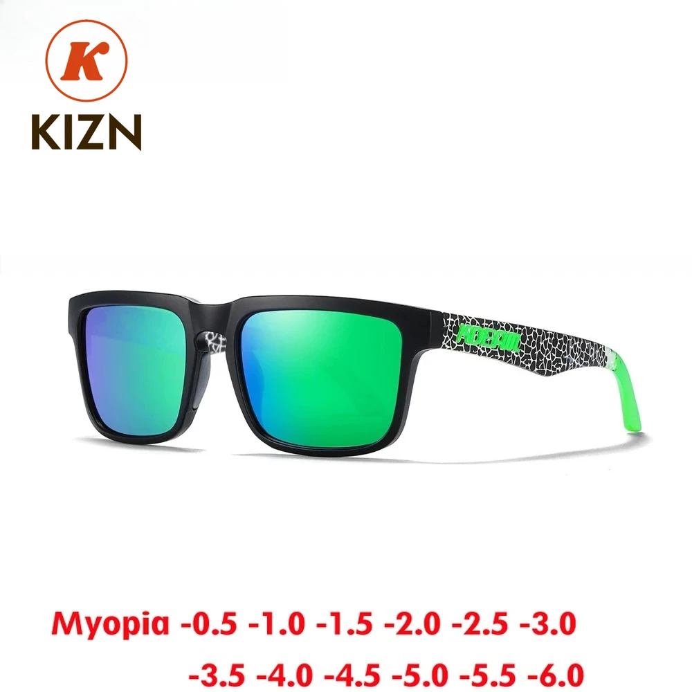 

KIZN спортивные мужские уличные солнцезащитные очки для близорукости, классические женские поляризационные модные очки, оптика по рецепту, очки от -0,50 до -6,0