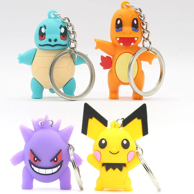 Anime Pokemon Keychain Backpack Ornament Decoration Pikachu Gengar Creative Personalized Car Bag Accessories Children's Gift