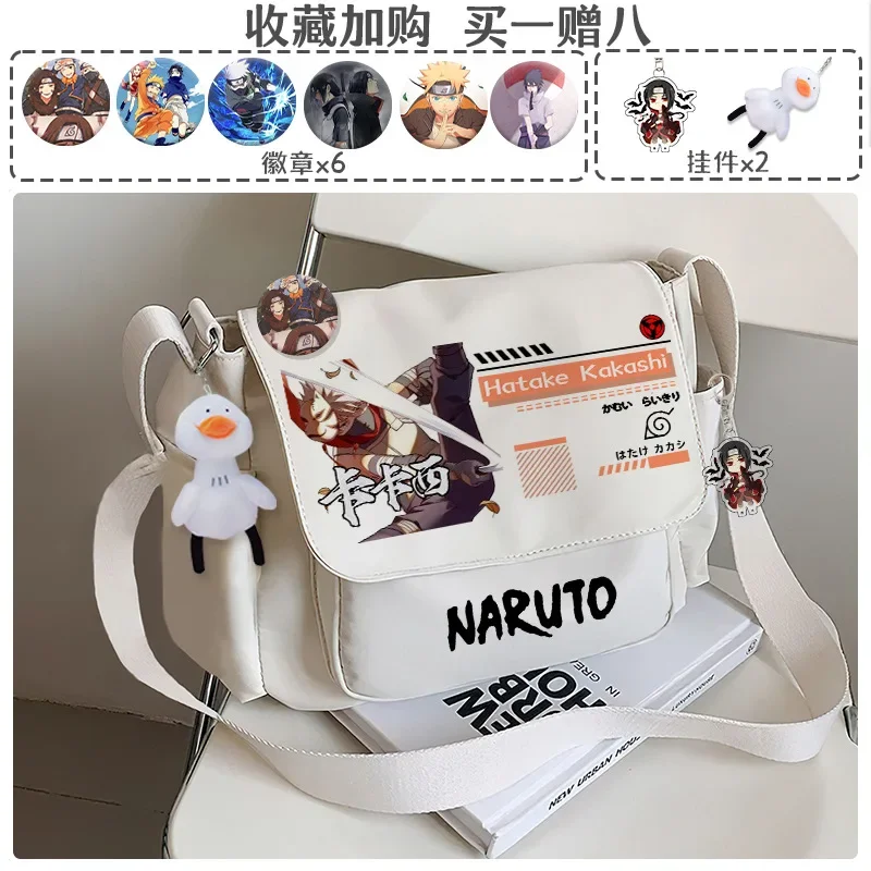 Naruto Anime Uchiha Itachi Peripheral Backpack  Canvas Bag Men and Women Cross-body School Bag Cartoon School Bag Mochila