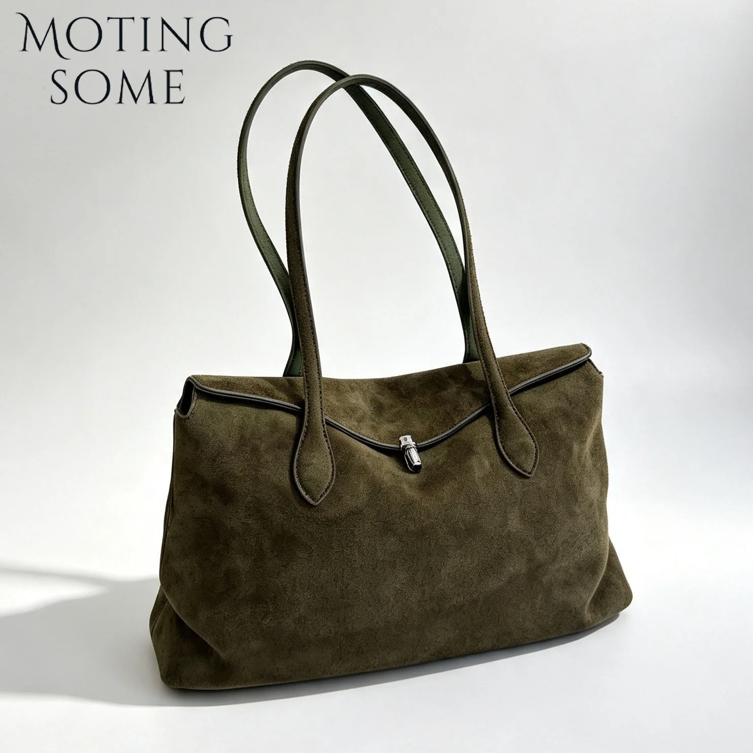 MOTINGSOME Oversized Suede Bag Minimalism Woman Handbag 2026 New in Winter Genuine Leather Tote Bag Soft and Warm Large Handbags