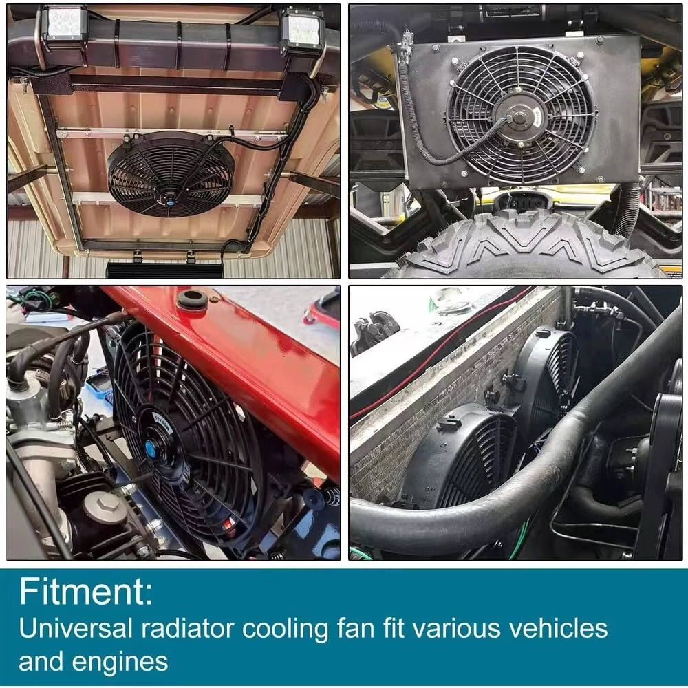 Ventilador De Radiador 12V/24V 80W: Refrigeración Universal De 10 Pulgadas, 2100 RPM, 1600 CFM