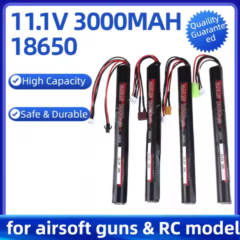 RC LiPO Battery 11.1V 3000MAH AKKU Mini Airsoft Gun Battery 3S 18650 RC Model Battery with Tamiya/SM Plug High Capacity